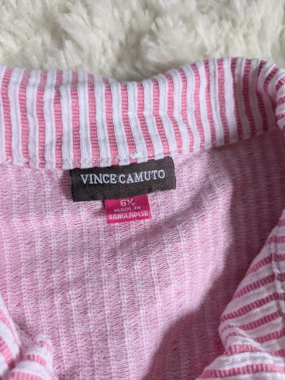 EUC Vince Camuto Girls 6X Pink and White Striped Two-Piece Set